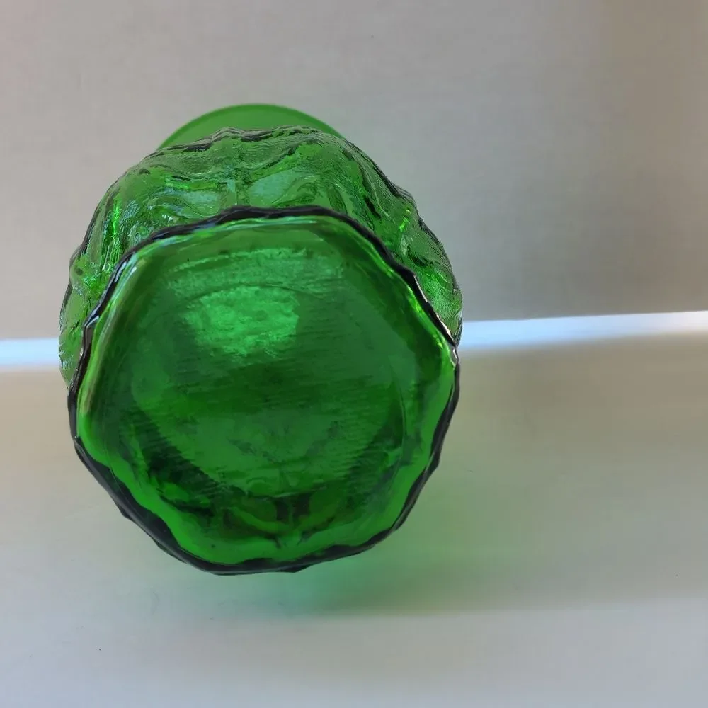 Vintage FTD Green Depression Glass Vase